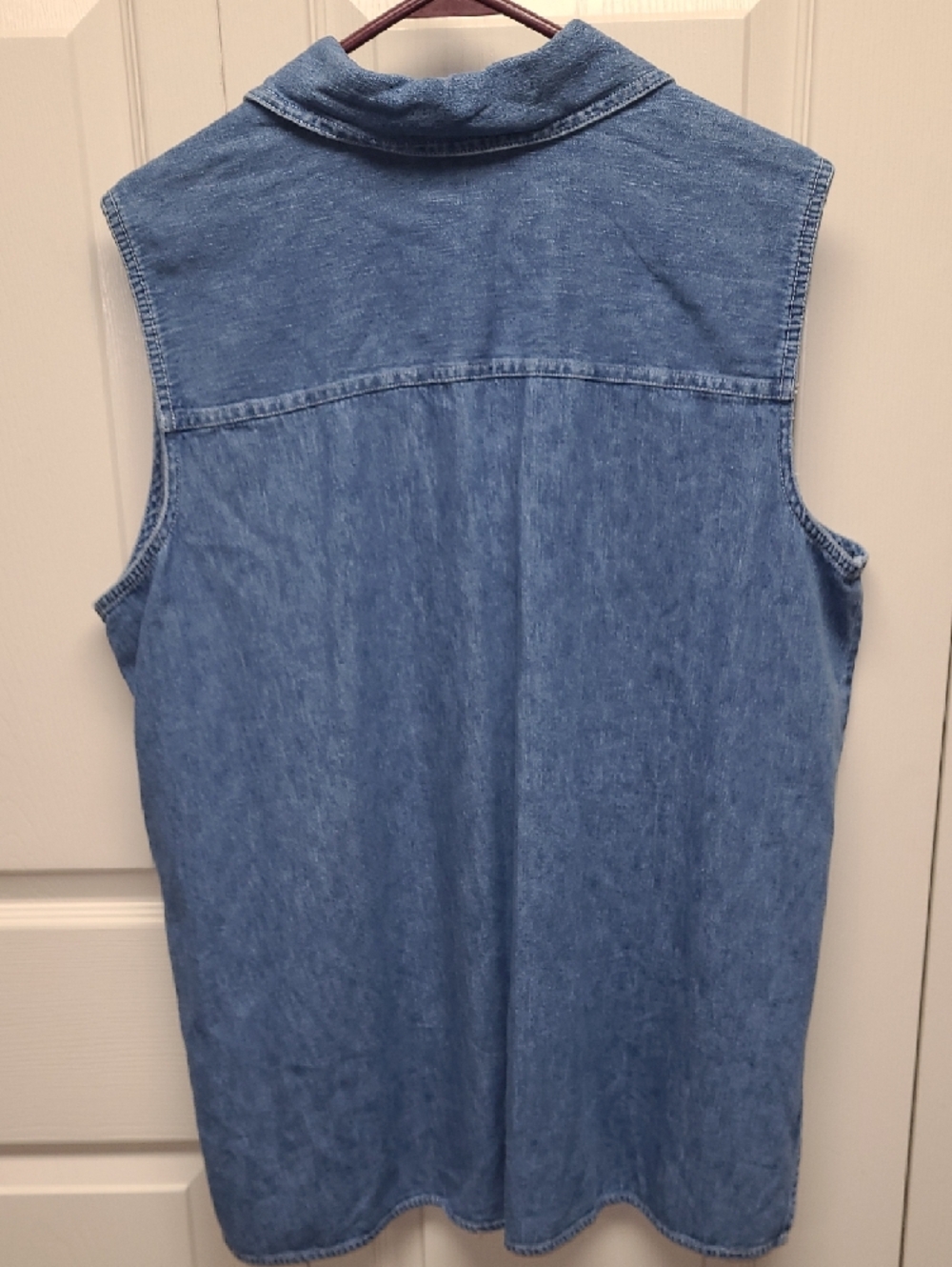 NWT Sleeveless western festive denim snap-front shirt in blue by Route 66 - Picture 7 of 11